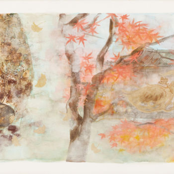 Картина под названием "Byodo-in" - Priscilla Moore, Подлинное произведение искусства, Пигменты Установлен на Деревянная пане…