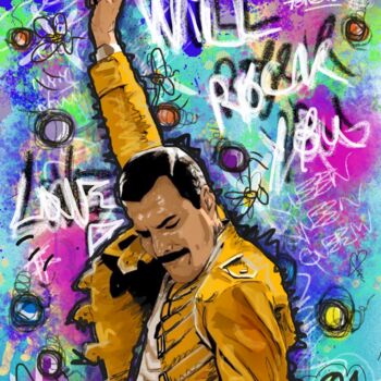 Arts numériques intitulée "Freddie Mercury Pop…" par Priscilla Vettese, Œuvre d'art originale, Peinture numérique