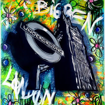 Painting titled "Urban London Big Be…" by Priscilla Vettese, Original Artwork, Spray paint Mounted on Wood Stretcher frame