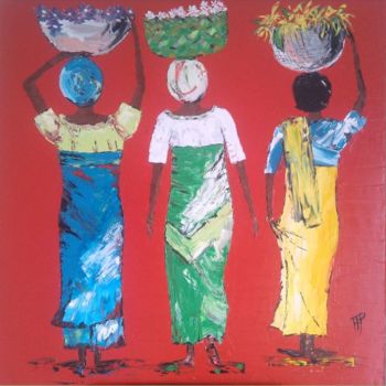 绘画 标题为“3-femmes-mahoraises…” 由Priscille Amatulli, 原创艺术品, 油