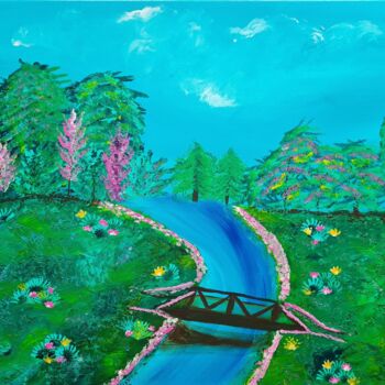 Картина под названием "La rivière" - Priscillia Leroy Lopez (Fleurhope), Подлинное произведение искусства, Акрил