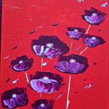 Peinture intitulée "Les fleurs violettes" par Priscillia Leroy Lopez (Fleurhope), Œuvre d'art originale, Acrylique