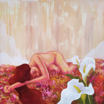 Картина под названием "Dreeming - naked wo…" - Ekaterina Prisich, Подлинное произведение искусства, Акрил
