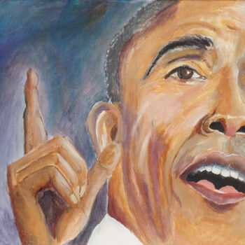 Malerei mit dem Titel "Barack Obama" von Priska Heri Monjé, Original-Kunstwerk, Acryl
