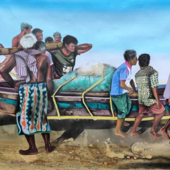 Pintura titulada "Boat to Pull" por Pritam Priyalochan, Obra de arte original, Acrílico