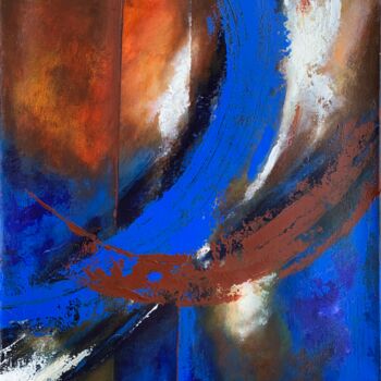 Painting titled "Cerulean Strokes" by Pritisart Priti Desai, Original Artwork, Acrylic