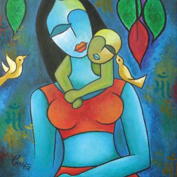 Schilderij getiteld "Mother" door Priya Anand Pariyani, Origineel Kunstwerk
