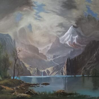 Peinture intitulée "Lake among the rock…" par Prokaj Dávid, Œuvre d'art originale, Huile