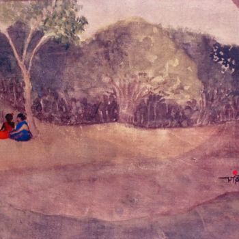 Malerei mit dem Titel "friendship" von Prodip Kumar Sengupta, Original-Kunstwerk, Aquarell