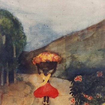 Painting titled "Land Of Flowers" by Prodip Kumar Sengupta, Original Artwork, Watercolor