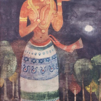 Malerei mit dem Titel "Prakriti (Mother Na…" von Prodip Kumar Sengupta, Original-Kunstwerk, Aquarell