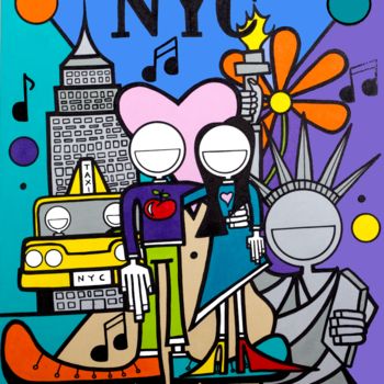 Painting titled "Love in NYC" by Prodocimopopart, Original Artwork, Oil