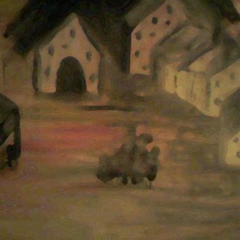 Painting titled "VILLAGE" by Thierry Faivre, Original Artwork