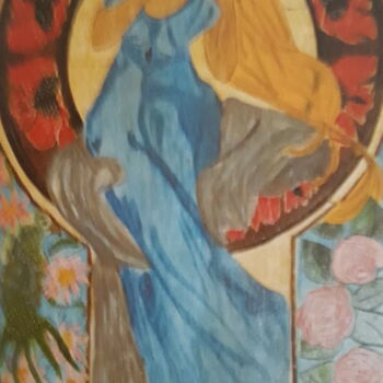 Schilderij getiteld "La Vergine" door Mary Sargent, Origineel Kunstwerk, Gravure