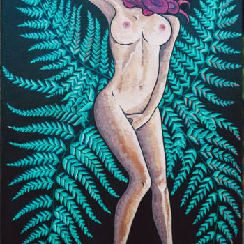 Peinture intitulée "In the fern" par Lina Milligan, Œuvre d'art originale, Acrylique