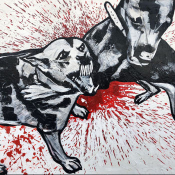 Peinture intitulée "Dogs" par Lina Milligan, Œuvre d'art originale, Acrylique