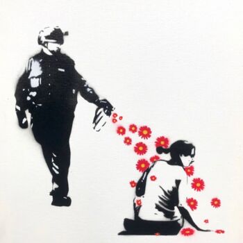 Drawing titled "Flower power" by Canned, Original Artwork, Stencil