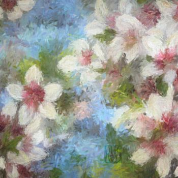 Digitale Kunst mit dem Titel "Mandelblüte" von Horst Rosenberger, Original-Kunstwerk, Digitale Malerei