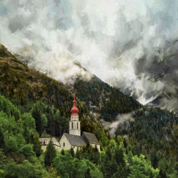 Digital Arts titled "Wallfahrtskirche Ka…" by Horst Rosenberger, Original Artwork, Digital Painting