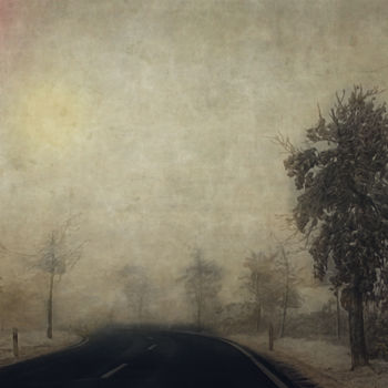 Digitale Kunst mit dem Titel "Bäume im Nebel" von Horst Rosenberger, Original-Kunstwerk, Digitale Malerei