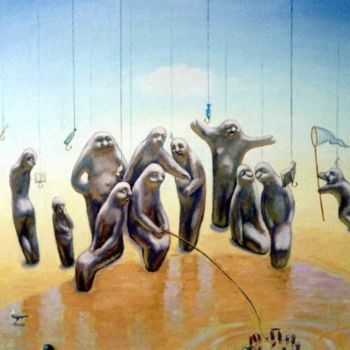 Painting titled "catchers luck" by Vladimir Proklov, Original Artwork, Oil