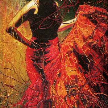 Painting titled "Flame" by Alexey Slusar, Original Artwork, Oil