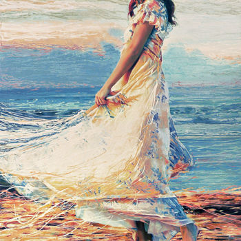 Painting titled "Sand Dancer" by Alexey Slusar, Original Artwork, Oil