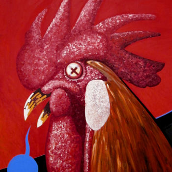 Painting titled "Coq / Rooster" by Prop, Original Artwork, Acrylic
