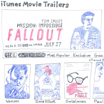 Disegno intitolato "iTunes Movie Traile…" da Prop, Opera d'arte originale, Biro