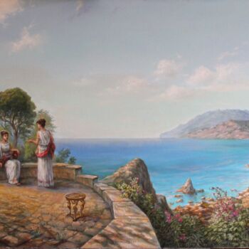 Painting titled "Coast" by Gennadiy Protsko, Original Artwork, Oil