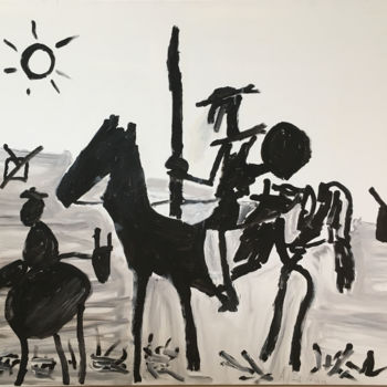 Malerei mit dem Titel "Don Quichotte et Sa…" von Amaury Prouvost, Original-Kunstwerk, Acryl