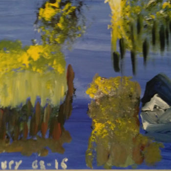 Painting titled "House boat sur la B…" by Amaury Prouvost, Original Artwork, Acrylic