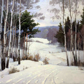 Painting titled "One short winter day" by Yuri Pryadko, Original Artwork, Oil