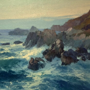 Painting titled "Sea in Early Morning" by Yuri Pryadko, Original Artwork, Oil