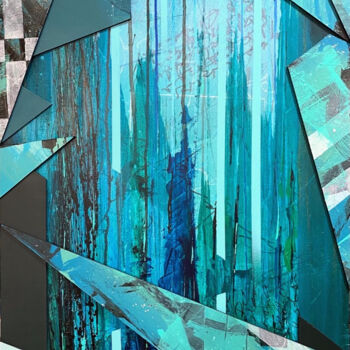 Painting titled "Broken Glass in Seq…" by Przemyslaw Chochol, Original Artwork, Acrylic Mounted on Wood Panel