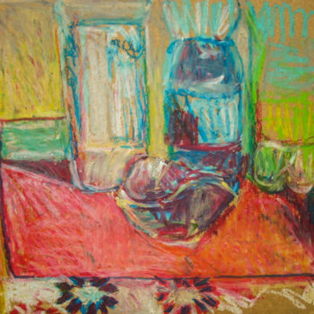Painting titled "kamionka na tle but…" by Wioleta Przybysz, Original Artwork, Pastel