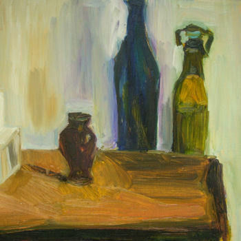 Pintura titulada "martwa - butelki" por Wioleta Przybysz, Obra de arte original, Oleo