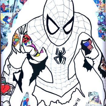 Malerei mit dem Titel "THE AMAZING SPIDERM…" von Paolo Senese, Original-Kunstwerk, Acryl