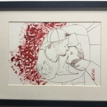 Drawing titled "Gay lovers drawing" by Esteve Gay, Original Artwork, Ink