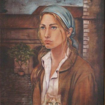 Painting titled "YOUNG WOMAN" by Puchi, Original Artwork