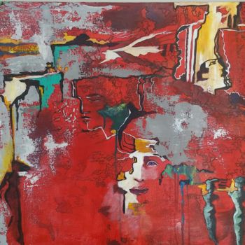 Malerei mit dem Titel "Inspiration in red" von Puchi, Original-Kunstwerk