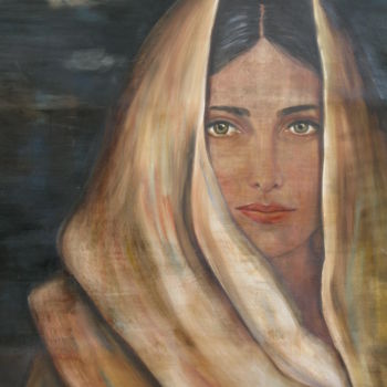 Ζωγραφική με τίτλο "WOMAN IN CLOAK" από Puchi, Αυθεντικά έργα τέχνης, Λάδι