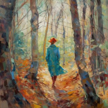 Painting titled "A walk in the forest" by Pulchra Family, Original Artwork, Digital Painting