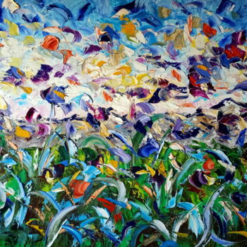 Картина под названием "Rugiada con iris" - Puliafico, Подлинное произведение искусства, Масло