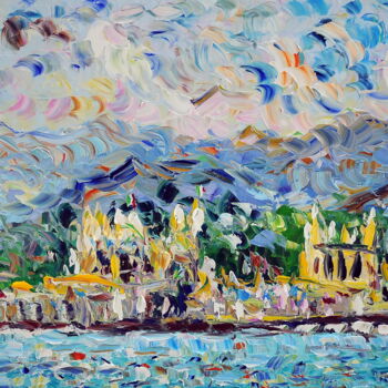 Painting titled "Mondello Stabilimen…" by Puliafico, Original Artwork, Oil