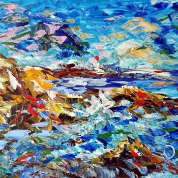 Painting titled "rocce e onde" by Puliafico, Original Artwork, Acrylic