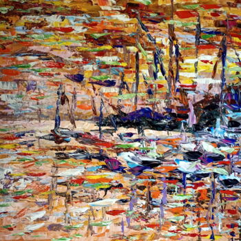 Painting titled "Tramonto Rosa" by Puliafico, Original Artwork, Acrylic Mounted on Wood Stretcher frame