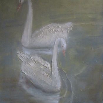 Painting titled "Лебеди." by Sergei Bogoliubov, Original Artwork, Oil