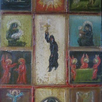 Pittura intitolato ""И несет свой Крест…" da Sergei Bogoliubov, Opera d'arte originale, Olio