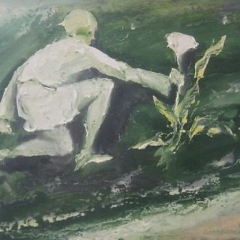 Peinture intitulée "Сорвать цветок" par Sergei Bogoliubov, Œuvre d'art originale, Huile